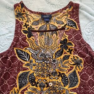 Daytrip Maroon and Mustard Floral Tank Top